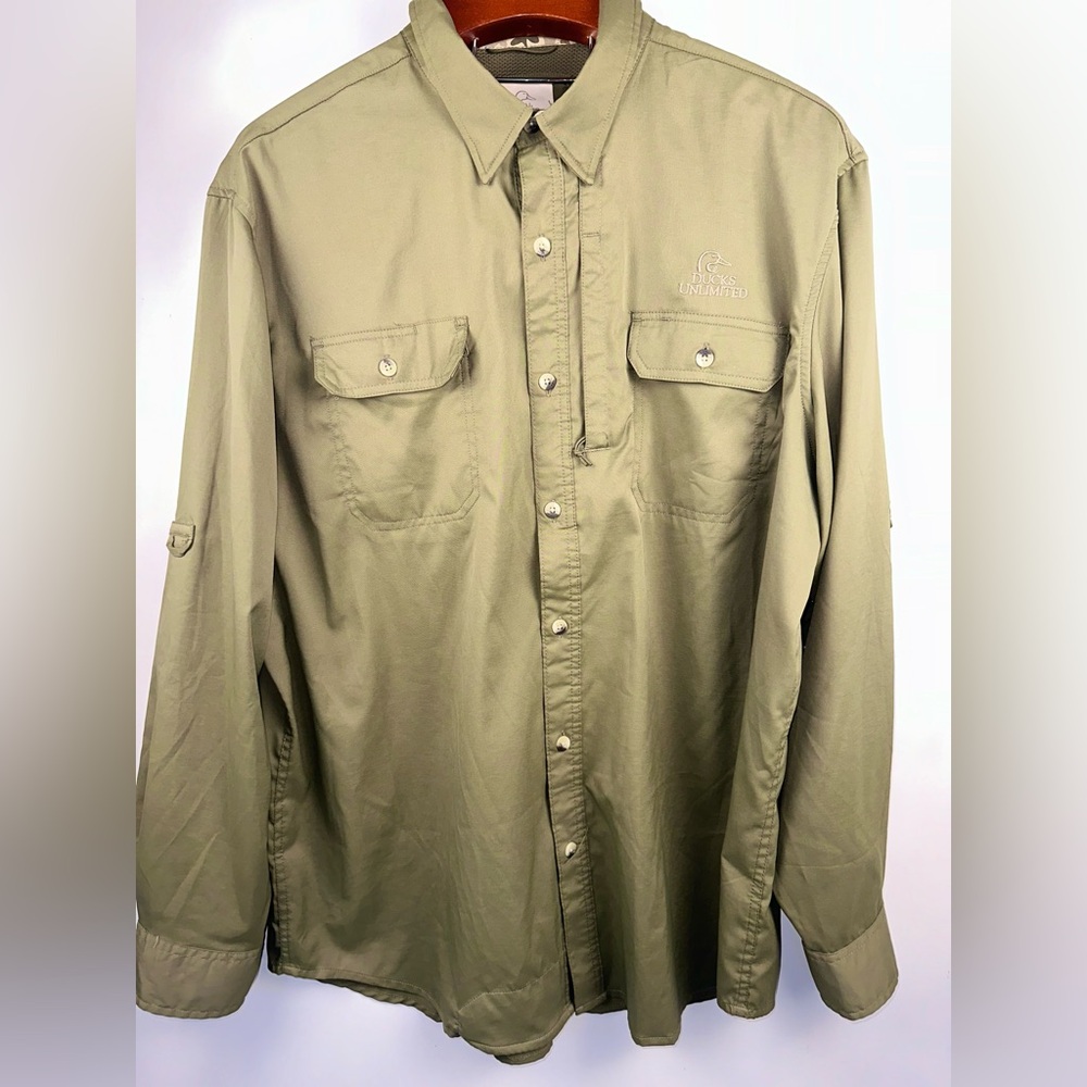Ducks Unlimited Mens Shirt Vented‎ Fishing XL Outdoor Hiking Green Gorp Core